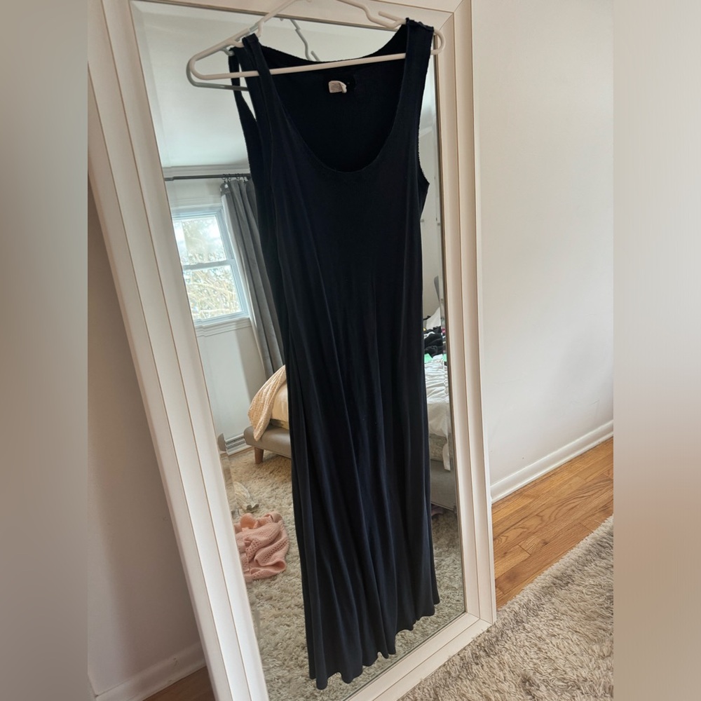 Hatch maternity midi ribbed navy dresss
